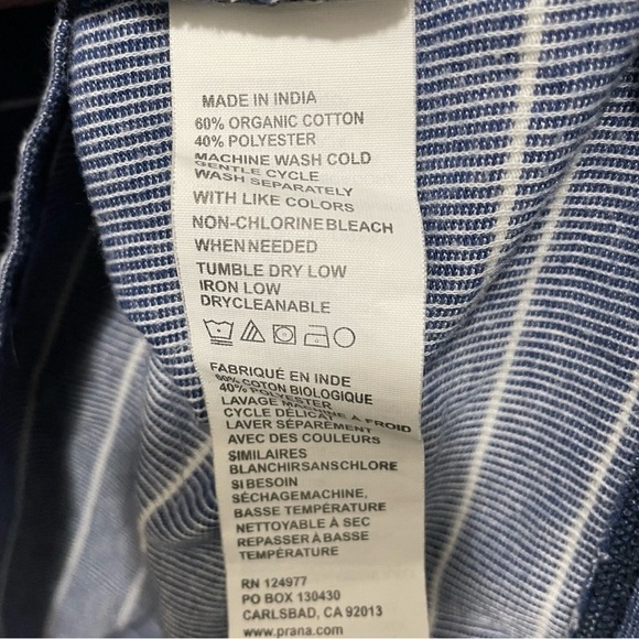 Prana Men’s XL Blue Striped Pullover Long Sleeve Casual Coastal Shirt - Picture 3 of 6